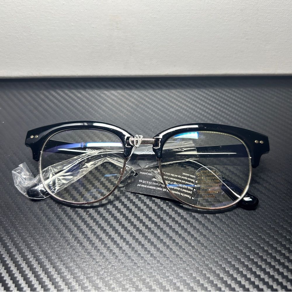 Black Browline Glasses with Metallic Accents